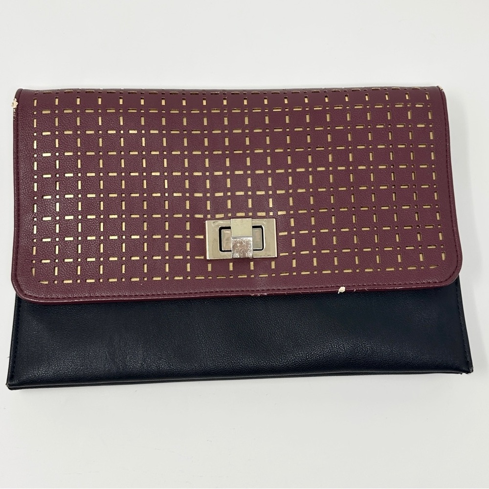 Chic Black and Red Clutch with Geometric Pattern